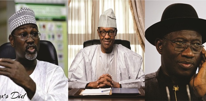 TRUELY DEMOCRACY: Gen. Buhari, Jega and Goodluck Jonathan eats together in Aso Rock